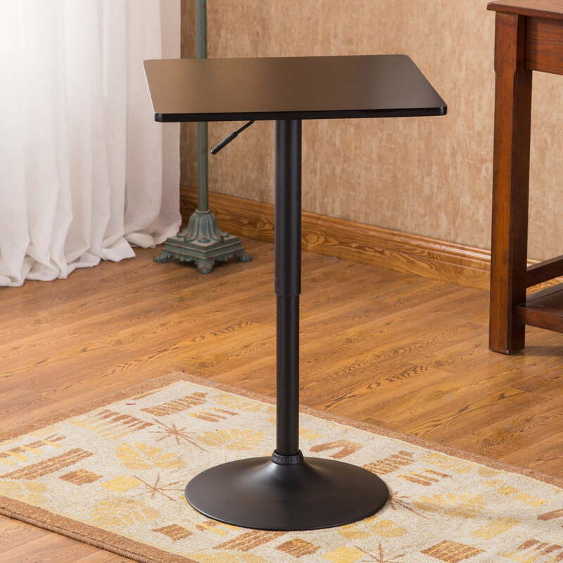 Meja Bar logam dan kayu persegi tinggi dapat diatur meja Pub dapur Bistro warna hitam