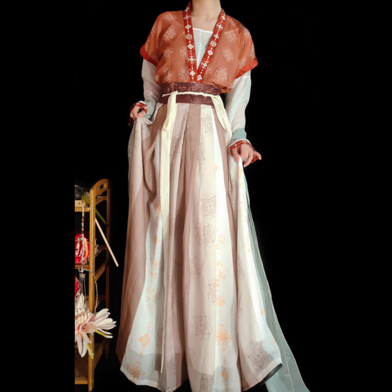 Оригинальная Женская юбка Тан ханьфу с поясом в стиле российского ретро, Новое Стильное зеленое Восстановленное платье Тан для весны и лета