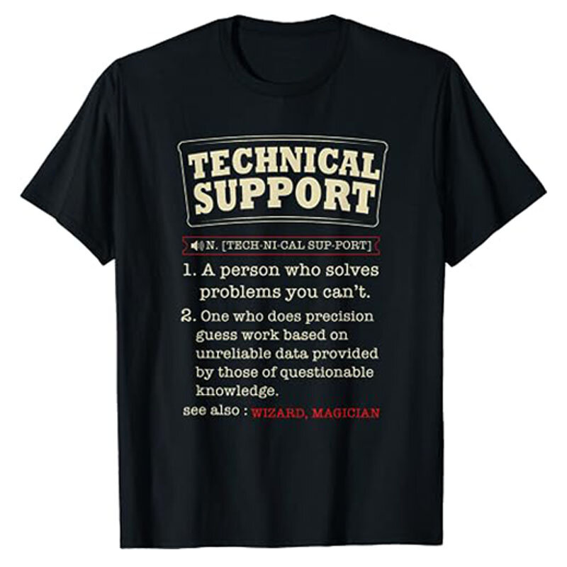 Tech Support Definition T-Shirt Humor Funny Computer Nerd Geek Techie Gift Tees Letters Printed Graphic Outfits Short Sleeve Top