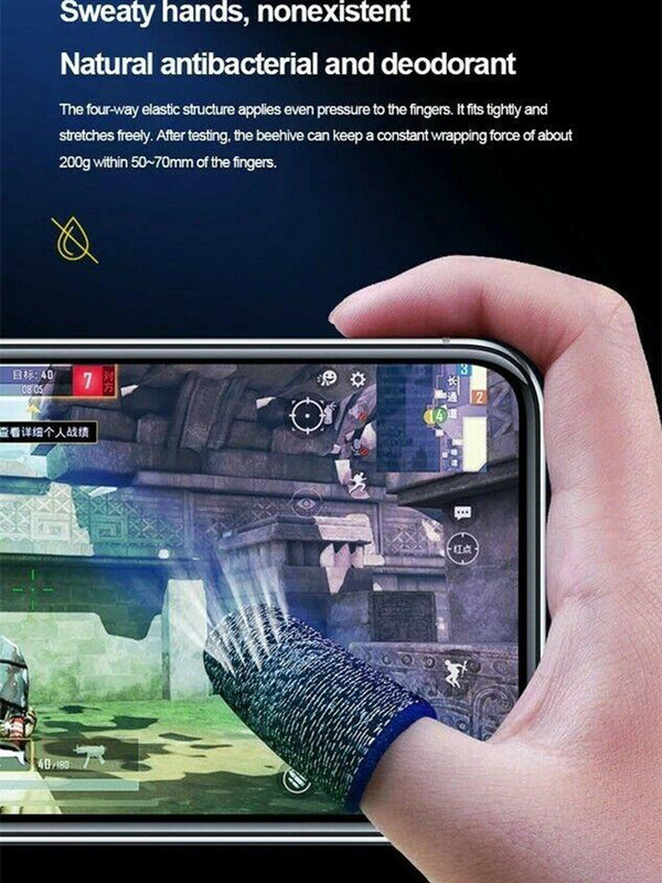 Sarung jari Gaming Super tipis, 1 pasang ujung jari bermain game ponsel Pubg layar sentuh untuk bermain game