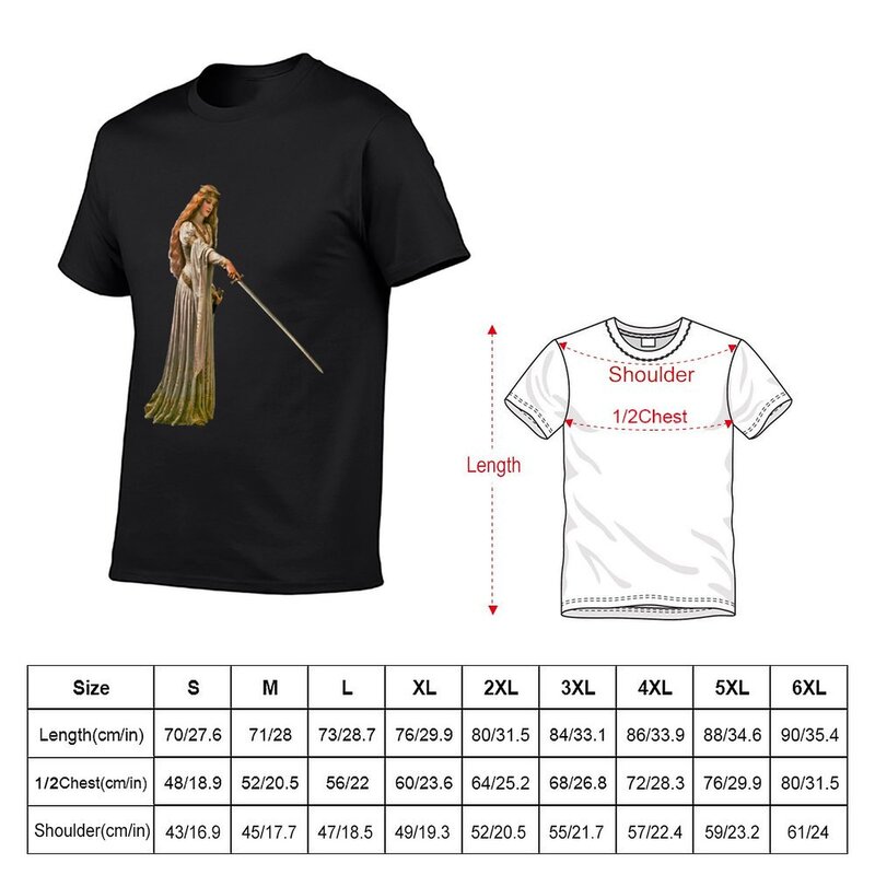 Średniowieczna/Fantasy księżniczka z mieczem t-shirt vintage koszulki koszulki z nadrukami topy fruit of the loom męskie koszulki