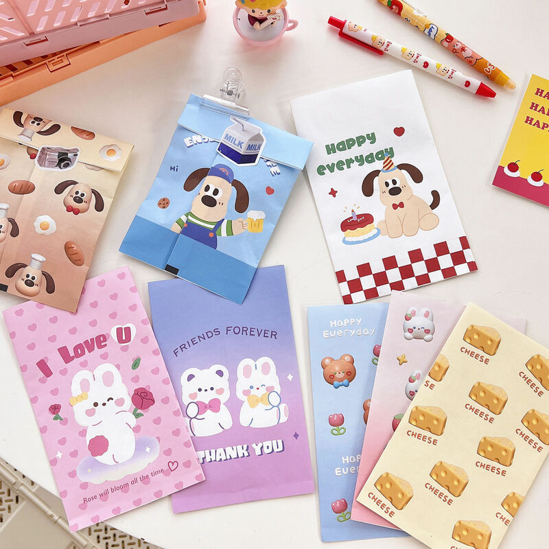 Sacchetto di imballaggio di carta Ins coreano simpatico coniglio orso cane cioccolato cibo articoli vari organizzatore di immagazzinaggio decorazioni per la casa gioielli cosmetici regalo