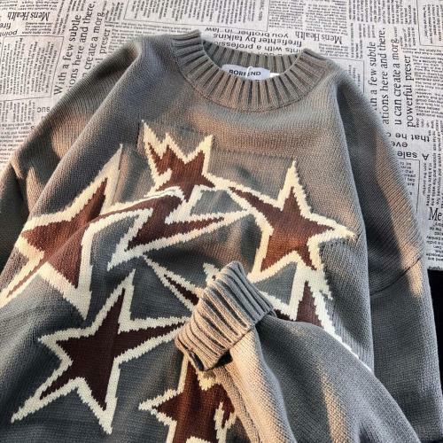 American Retro High Street Star Sweater Men Women Winter New Loose Korean Version Of The Lazy Wind Knitted Jacket Pullover Tops