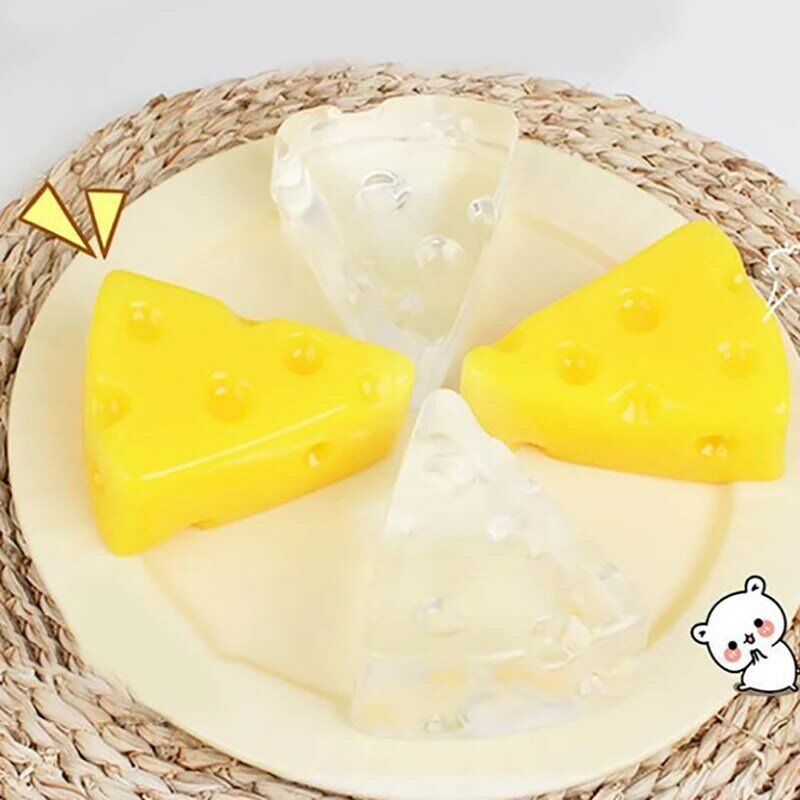 Cute Cheese  Toys Soft 3D Dessert Squeeze Party Relaxed Relief Sensory Squishies Clear Toys Gift