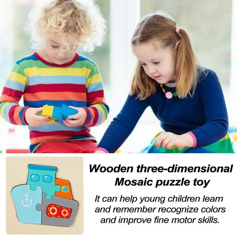 Mainan Puzzle kayu yang halus Montessori Jigsaw Puzzle papan mainan Burr-free kayu mainan Montessori multifungsi balita sensorik