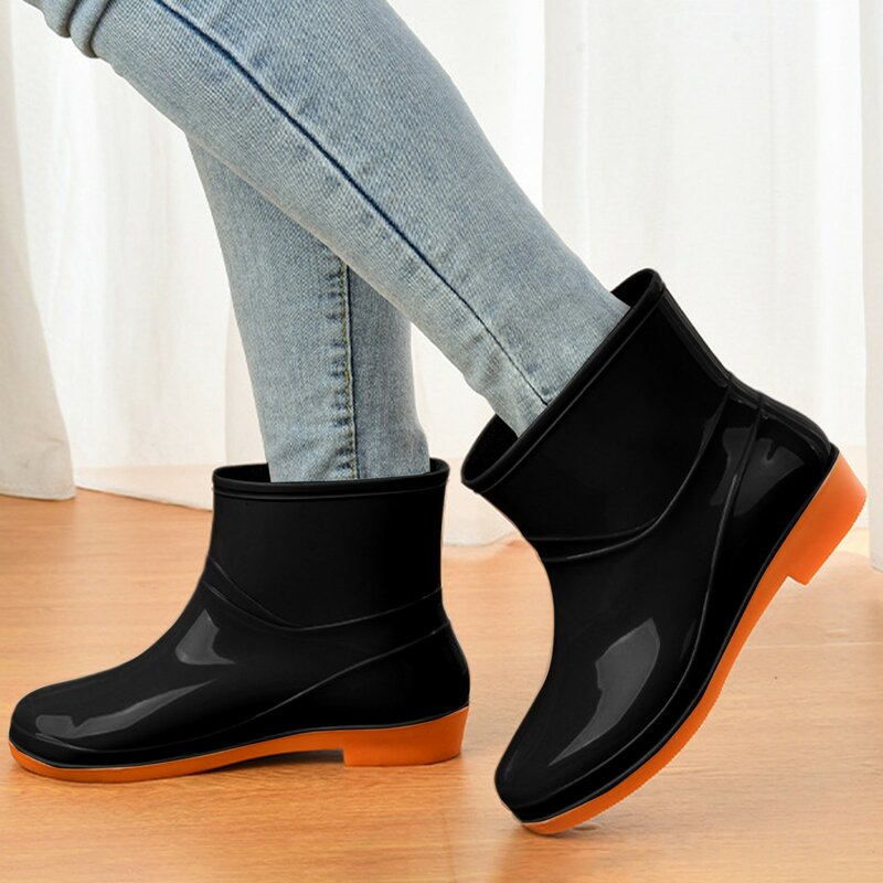 Confortável leve tornozelo chuva botas para mulheres, sapatos ao ar livre fosco, unisex, inverno