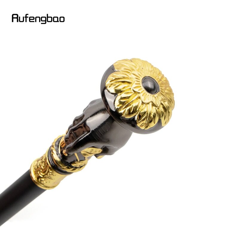 Golden Black Hand Hold Flower Luxury Fashion Walking Stick for Party Decorative Cane Elegant Crosier Knob Walking Stick 93cm