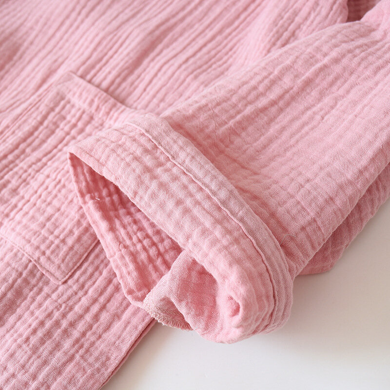 Conjunto de pijama japonês solto de quimono para homens e mulheres, conjunto de serviço doméstico, terno de suor, 2 peças, 100% algodão, Yukata, casal, 2024