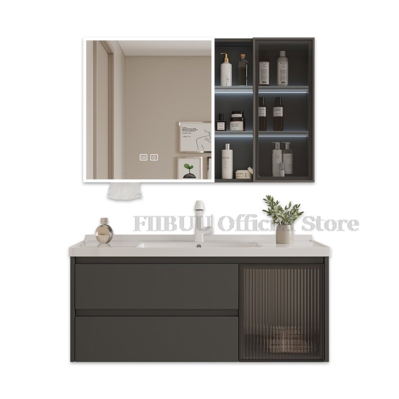 Шкаф для ванной комнаты с керамической раковиной с зеркалом и раковиной, настенная мебель для ванной комнаты, встроенный шкаф для хранения