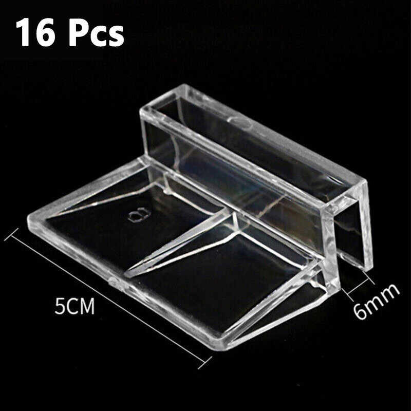 Réinitialisation de support de couvercle d'aquarium transparent en acrylique pour couvercles en verre, pince de support rapide, précieux poisson, 6mm, 8mm, 10mm, 16 pièces