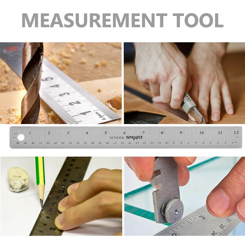 مسطرة قياس المعادن للبناء ، مسطرة نمط ، قياسات مترية خلفية ، فولاذ مستقيم ، مسطرة قياس فولاذية هندسية