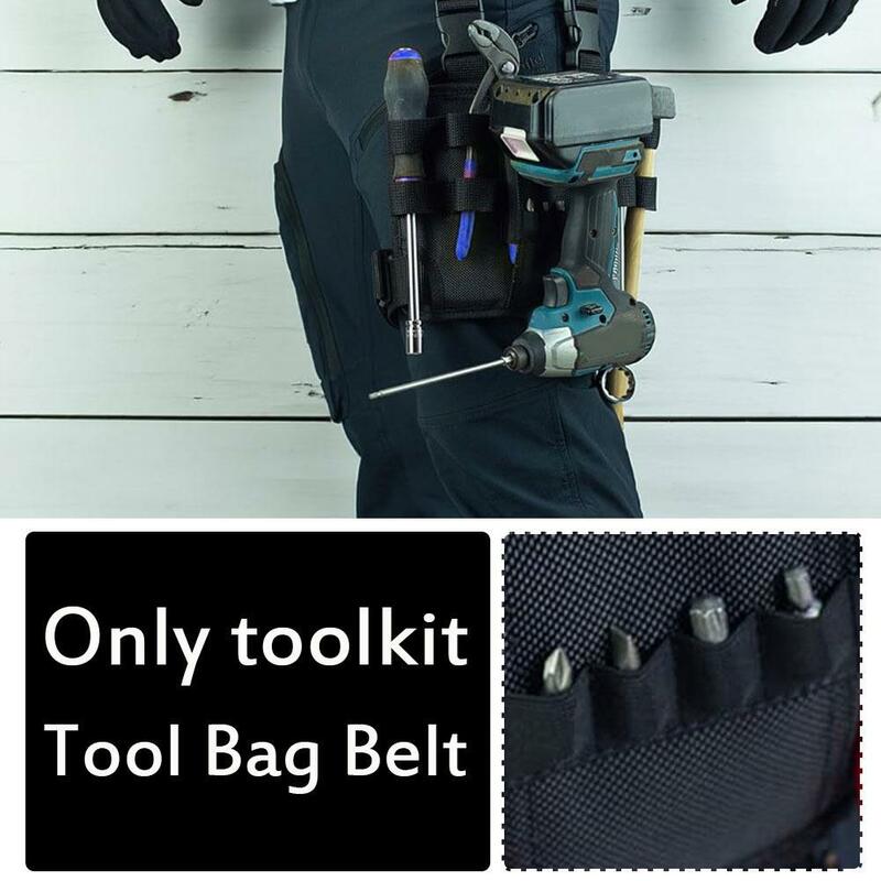 Tas peralatan sabuk untuk kaki sabuk kerja alat pengatur kantong taktis tas pinggang pemegang alat pemeliharaan pekerja tukang kayu