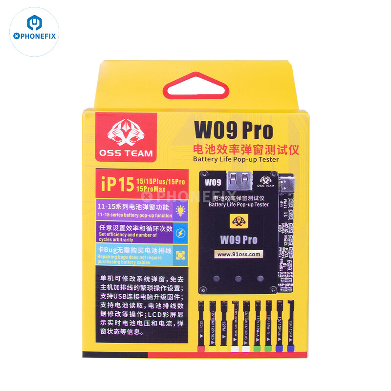 OSS W09 Pro V3 Battery Life Pop-up Tester for iPhone 11 12 13 14 15 Pro max Remove Important Battery Message Solve Pop-up Issues