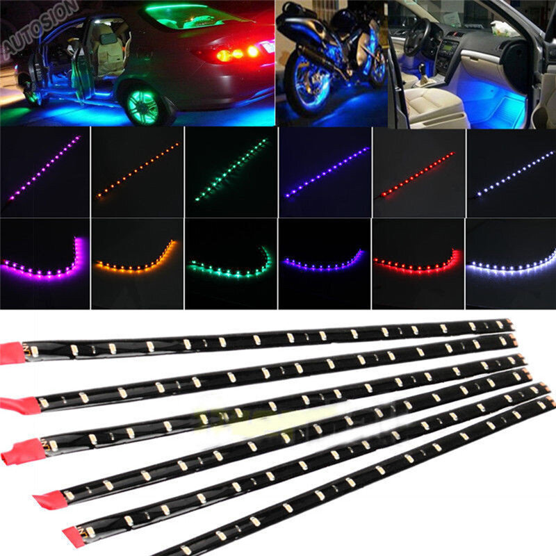 Impermeável LED Underbody Light Strip para carro e motocicleta, 12V DC, 15 SMD, 6 pcs
