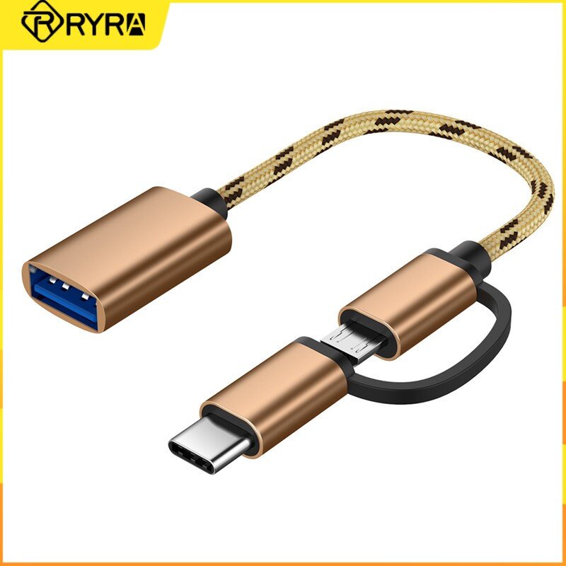 Кабель-адаптер RYRA Micro USB Type-C для USB 3,0, используемый для зарядки и передачи данных, два в одном, многофункциональный Кабель-адаптер OTG