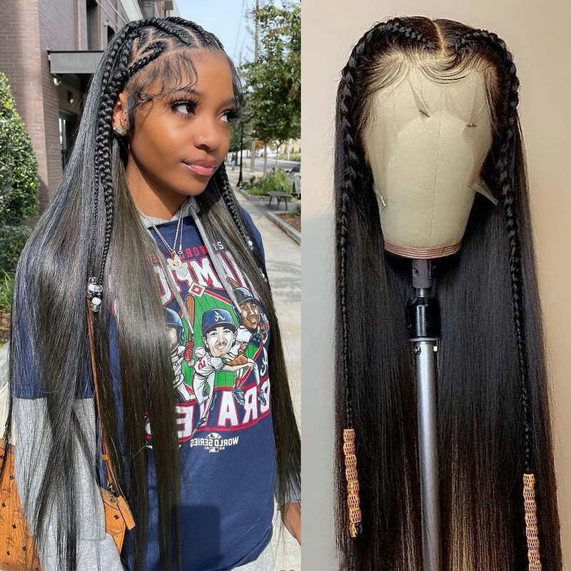 150-180% Density Straight 13x6 Transparent Lace Front Human Hair Wigs Brazilian 13x4 Lace Frontal Wig For Black Women