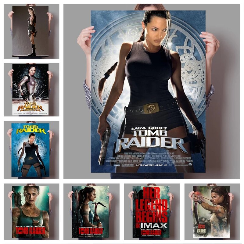 Film Petualangan Aksi Klasik Lara Croft Tomb Raider Hadiah Poster Dekorasi Seni Dinding Keluarga Angelina Jolie Dibintangi Kanvas
