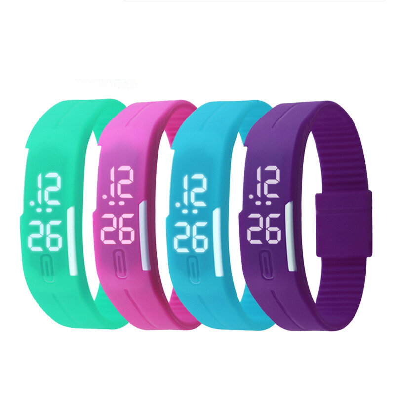 Часы спортивные цифровые для детей, популярные детские наручные часы с силиконовым ремешком и светодиодным дисплеем для девочек и мальчиков