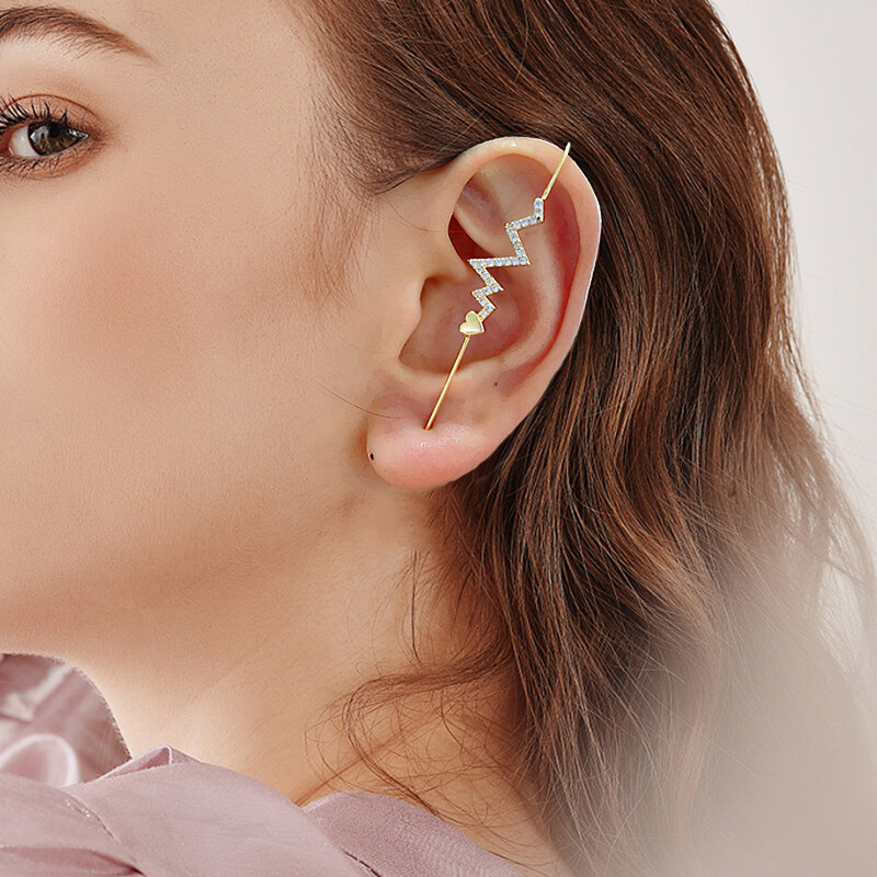  Newest Arrivals Unique Jewelry 1 Pcs Earring Women Geometry Ear Pin Design Line Around Earrings Zircon Wedding Accessories