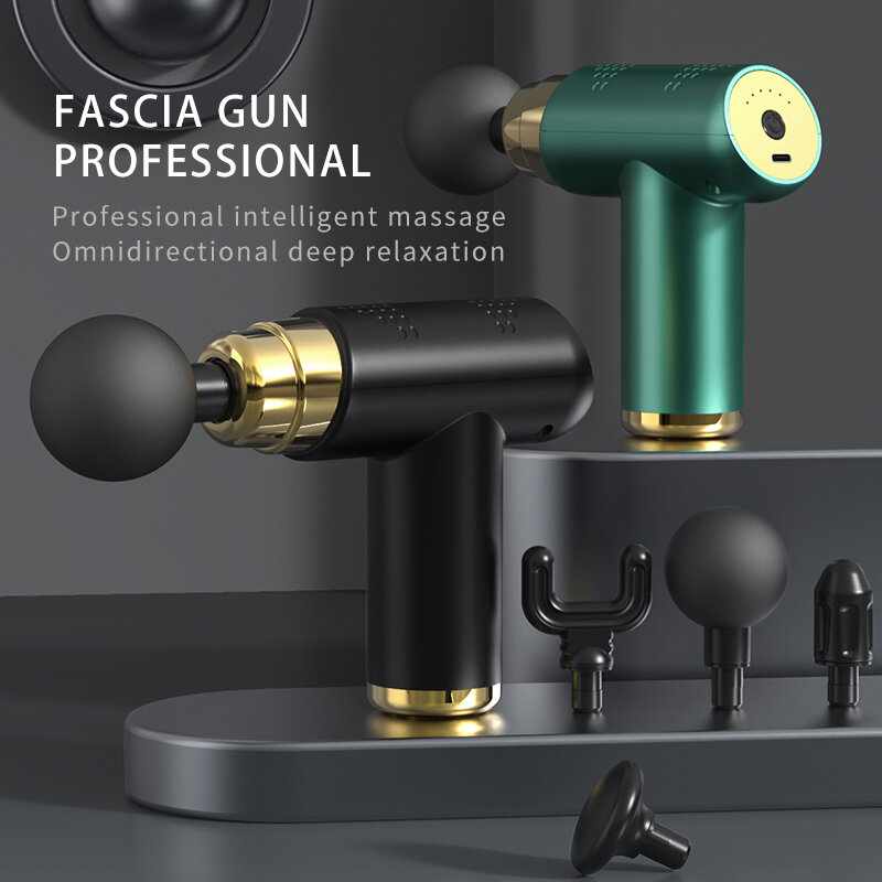 BASEONFUN-Pistola de massagem portátil, massageador pistola percussão, corpo, pescoço, tecido profundo, relaxamento muscular, gota Pain Relief