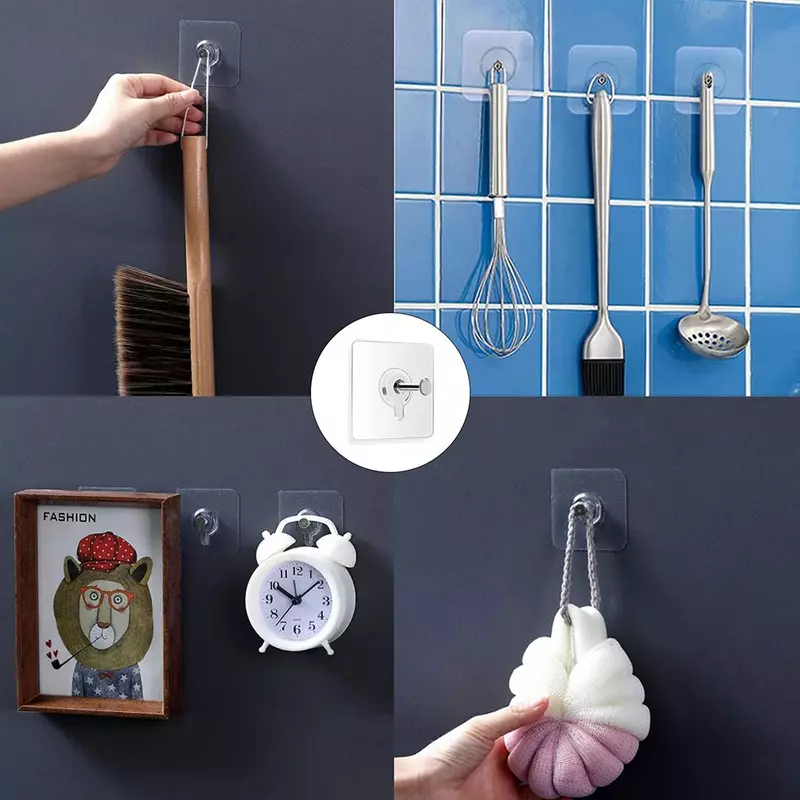 Kait perekat kuat bingkai gambar pemegang Poster jam foto tanpa bor kait tahan air dapur kamar mandi gantungan sekrup kait