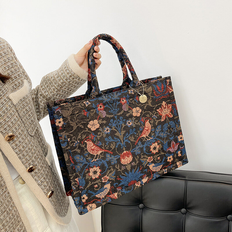 Duża pojemność torba na ramię dla kobiet luksusowy projektant torebki 2022 modny haft kobieta Shopper Canvas torby na ramię