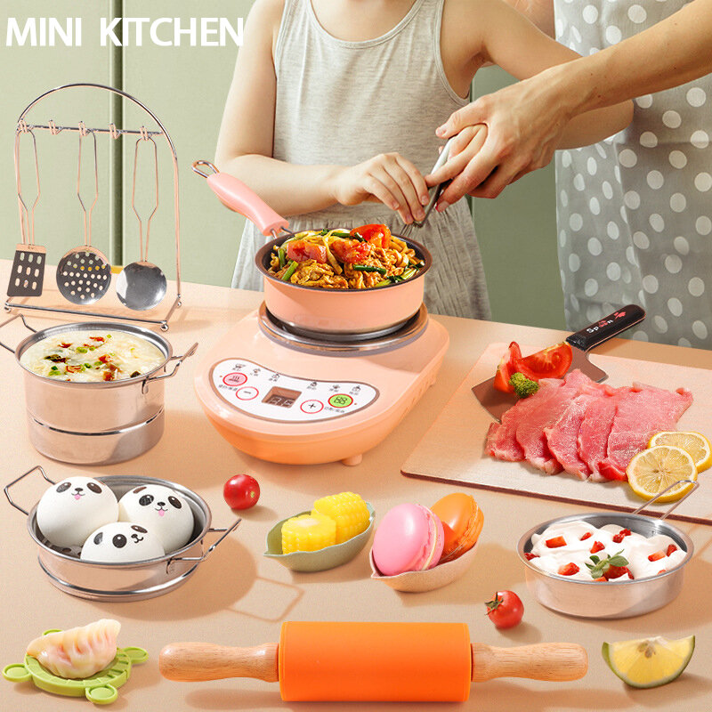 Kuchnia dla dzieci zabawki symulacja Mini kuchnia prawdziwy zestaw przyborów do gotowania zabawki edukacyjne dla dzieci zabawki dla chłopców dziewcząt prezenty