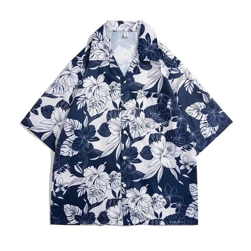 Cuban New Printed Short Sleeved Shirt For Men's Hawaiian Beach Travel Vacation Ultra Thin Loose Fashion Flip Collar Shirt Soft