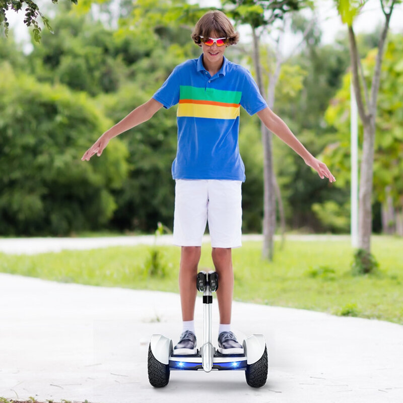 Smart Self Balancing Scooter 10" All Terrain Hoverboard With Steering Bar Off Road Electric Scooter For Kids & Adults