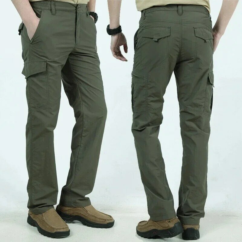 Брюки-карго мужские армейские, водонепроницаемые быстросохнущие дышащие легкие длинные прямые штаны, тонкие повседневные приталенные, в стиле милитари