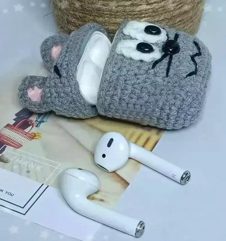 Housse d'écouteur Crochet à la main, bricolage créatif tissage de fil Apple sans fil Bluetooth étui de protection des écouteurs, sac d'écouteurs
