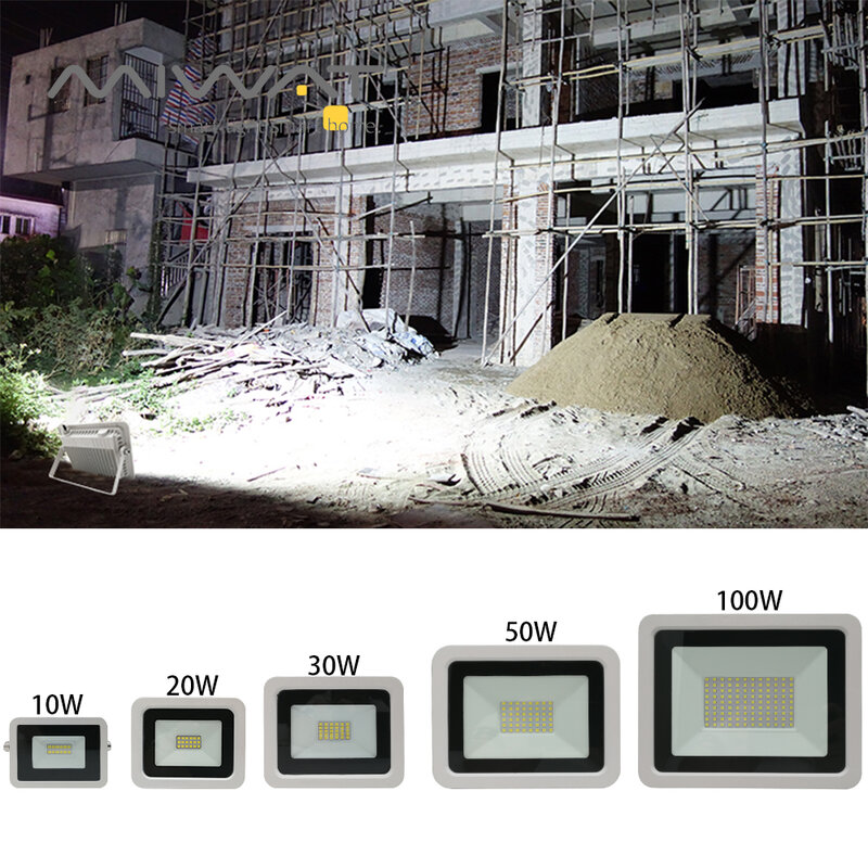 Reflector LED blanco para exteriores, proyector de iluminación de 10W, 20W, 30W, 50W, 100W, IP68, impermeable, para jardín
