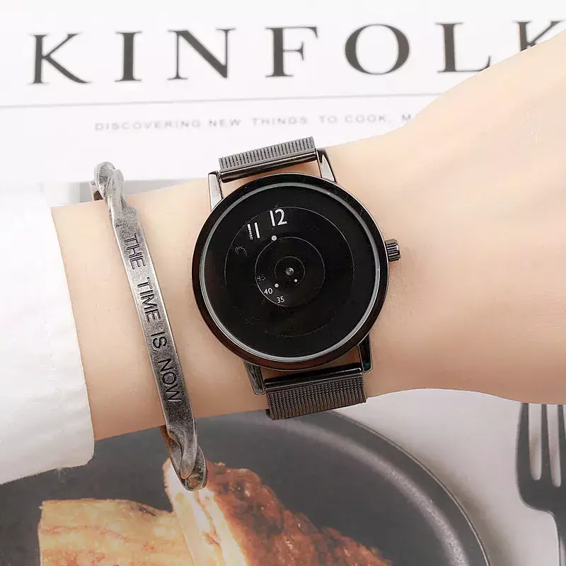 Jam tangan elektronik Niche Pria Wanita, arloji konsep baru kreatif tahan air untuk lelaki