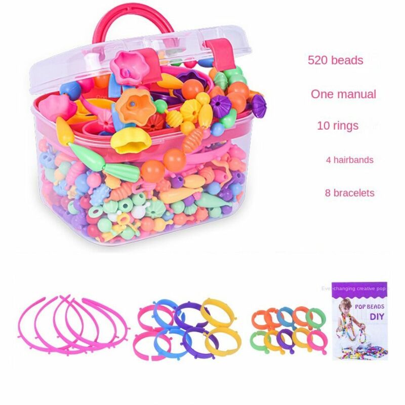 Pop Beads Snap Bead Kit para Jóias DIY, partículas grandes, Princesa Pop-Arty Beads, colorido sem fio Beading, 200PCs
