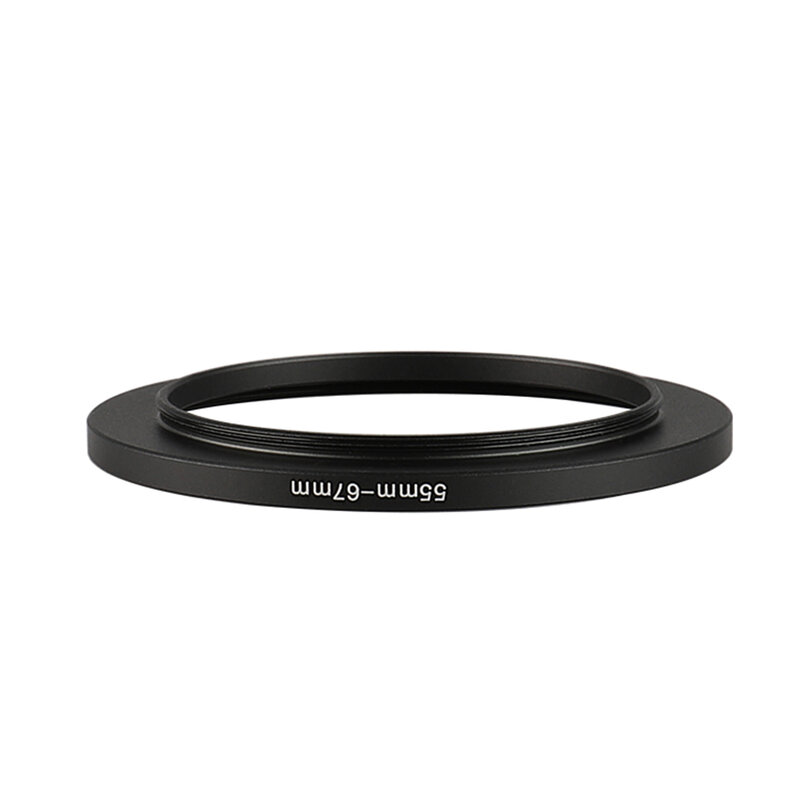 Alumínio preto Step Up Filter Ring, 55mm-67mm, 55-67mm, 55-67mm, adaptador de lente para Canon, Nikon, Sony, câmera DSLR