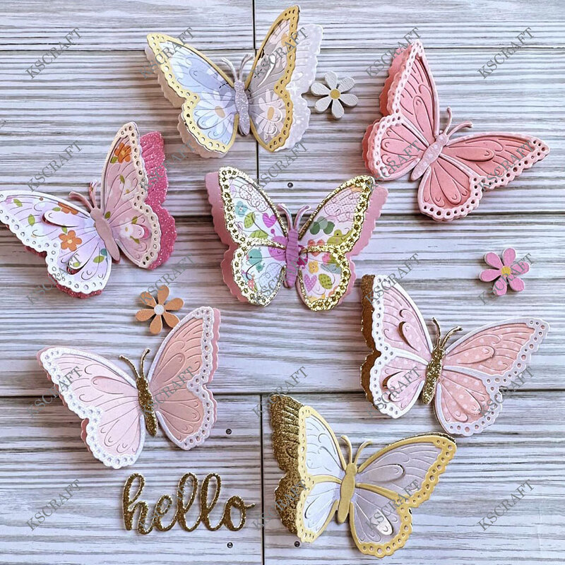 Kscraft-エレガントな蝶の金属の切り絵、DIYのスクラップブッキングのための鉛筆、装飾的なエンボス加工、DIY紙カード