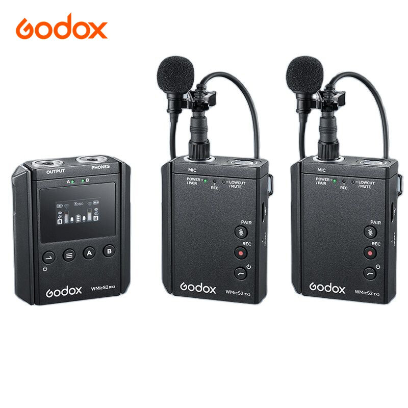 Godox WMicS2 UHF Compact Wireless Microphone System for Cameras, Ccamcorders, Ssmartphones, Recorders, Tablets, Mixers
