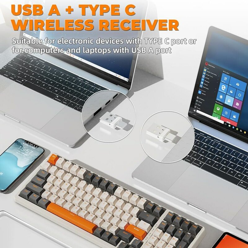 K96 drahtlose mechanische Tastatur Dual-Modus 2,4g bt 5,0 2-in-1-Empfänger Hot-Swap-rotes Schalter-Pad für PC-Smartphone