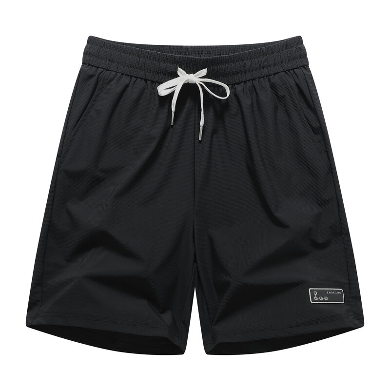 Calção preta minimalista masculina, elástico na cintura, calça casual, Yundong, Basquete, Exterior, Natação, Secagem rápida, Legal, Verão