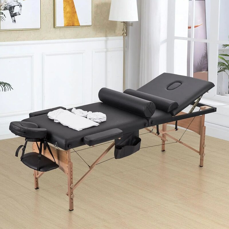 Massage Table Portable Massage Table Spa Bed 84 Inch 3 Fold Lash Bed Adjustable Height Salon Bed Portable Facial Table with Carr