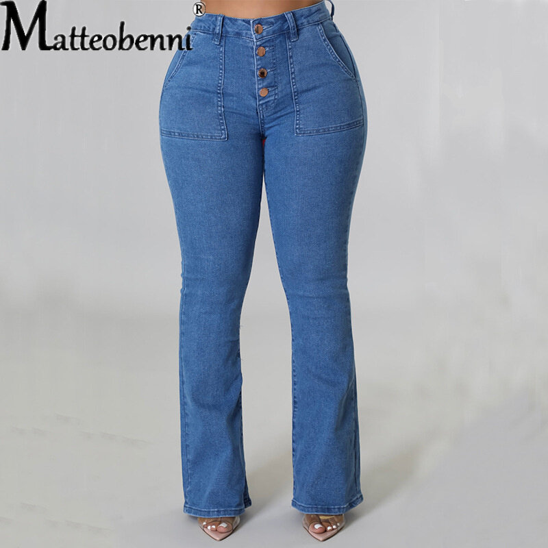 Pantaloni in Denim blu scuro moda donna Jeans svasati a vita alta nuovi pantaloni a gamba larga Casual Vintage dritto in cotone allentato Streetwear
