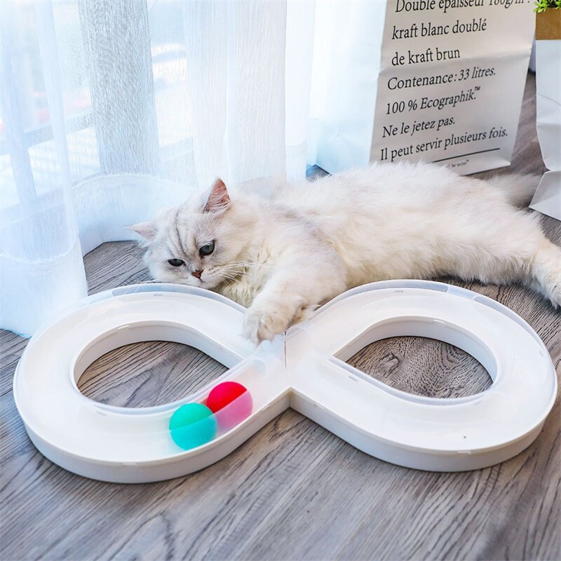 Kreative Katze Spielzeug ball Nummer 8 Form Intelligenz spielen Disc Tracks Plattenspieler interaktive Tunnel lustige Kätzchen Stick Haustier liefert