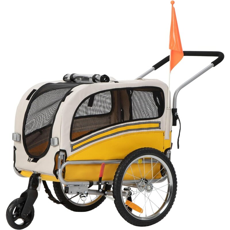 Leonpets-cochecito 2 en 1 para perro, remolque de bicicleta y Jogger, ventanas traseras, cojín de asiento cómodo