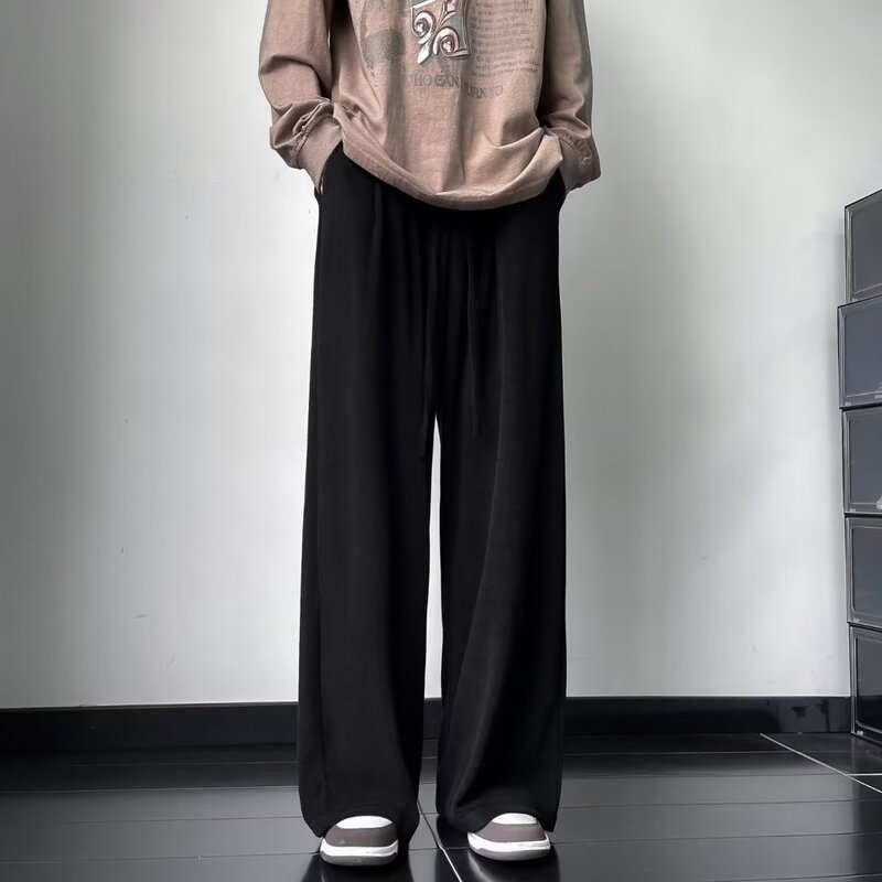 Pantalones deportivos de Hip-Pop para hombre, ropa informal de alta calidad Y2K, básica, holgada, lisa, a la moda, ropa de calle