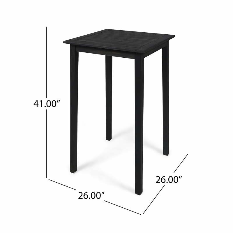 โต๊ะไม้อะคาเซียกลางแจ้งเคาน์เตอร์สีเทาเข้มความสูงโต๊ะทานอาหารห้องครัว