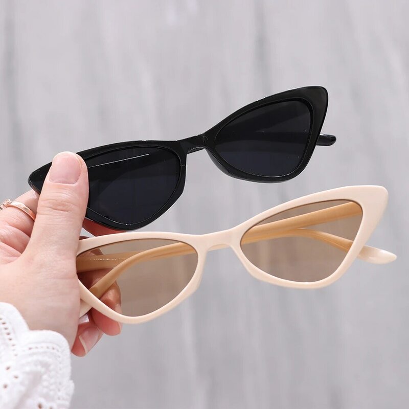 Солнцезащитные очки «кошачий глаз» женские, небольшие прямоугольные солнечные аксессуары в оправе, брендовые дизайнерские, для вождения, 2023