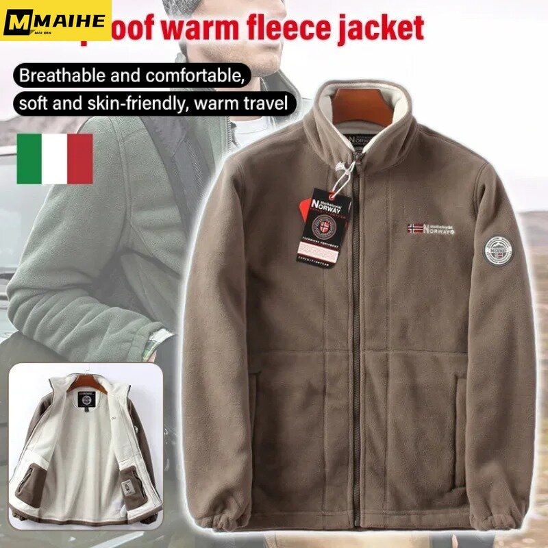 Single Double Sided Fleece Coat Men's Warm Jacket Polar Fleece Jacket Thickened Loose Casual Jacket Fall  Winter veste homme