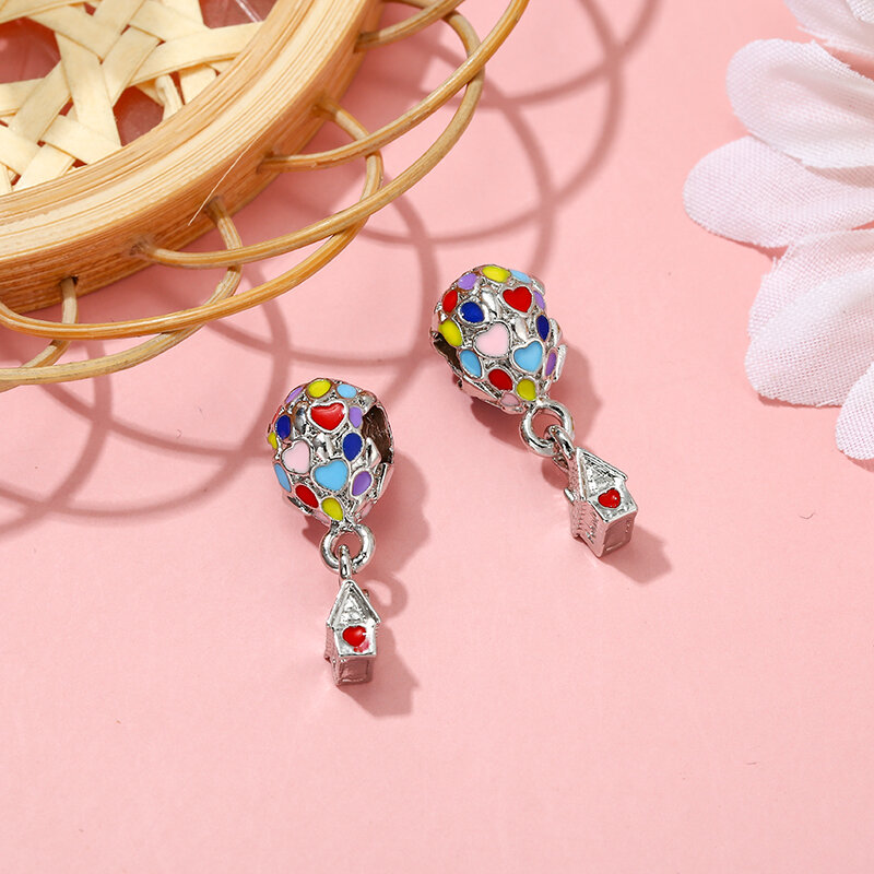 10Pcs DIY Bracelet Necklace Ladies Jewelry Making Wholesale Hot Air Balloon Astronaut Cute Rabbit Birthday Bead Pendant Suitable