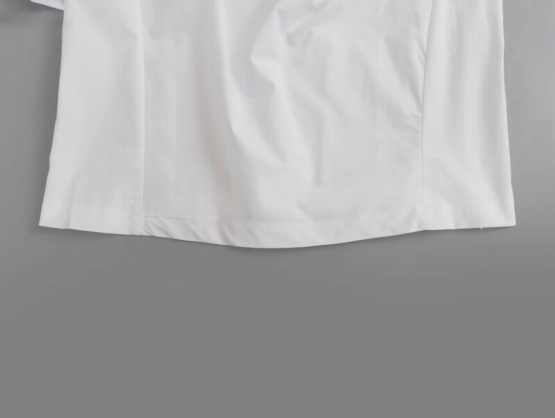 Blusa Vintage de popelina para mujer, Blusa de manga larga con cuello en fila, Tops elegantes a la moda, novedad de 2024