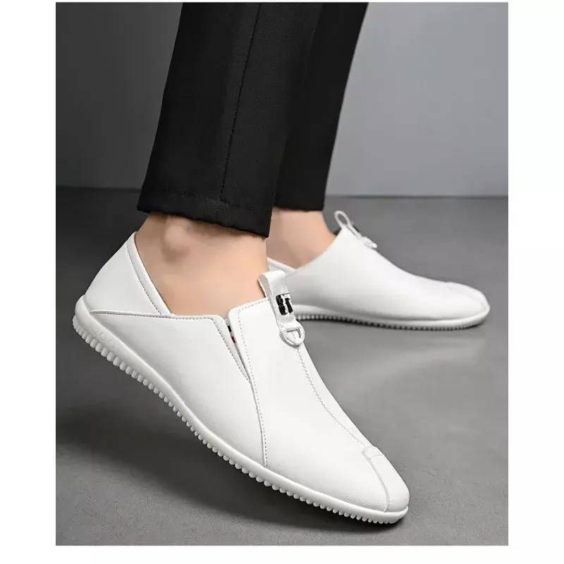 Designer New Slip-on Solid Color Men's Loafers Spring Autumn Flat Soft Leather Male Dress Shoes Casual Man Leather Shoes